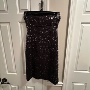 Banana Republic Black Sequin Strapless Dress